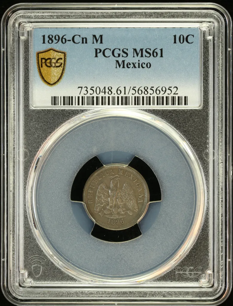 Mexican Coins Republic Silver & Minors Republic Silver & Minors 10 Centavo 1896 Cn M PCGS MS61 0157678 Republic Silver & Minors 10 Centavo 1896 Cn M PCGS MS61 0157678
