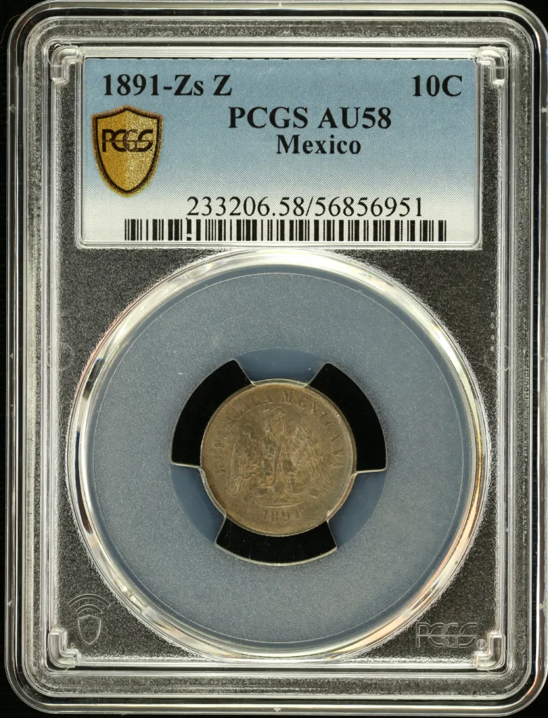Mexican Coins Republic Silver & Minors Republic Silver & Minors 10 Centavo 1891 Zs Z PCGS AU58 0157679 Republic Silver & Minors 10 Centavo 1891 Zs Z PCGS AU58 0157679