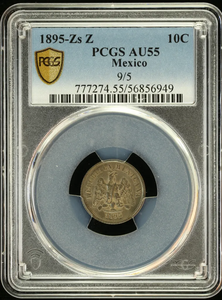 Mexican Coins Republic Silver & Minors Republic Silver & Minors 10 Centavo 1895 Zs Z PCGS AU55 0157680 Republic Silver & Minors 10 Centavo 1895 Zs Z PCGS AU55 0157680