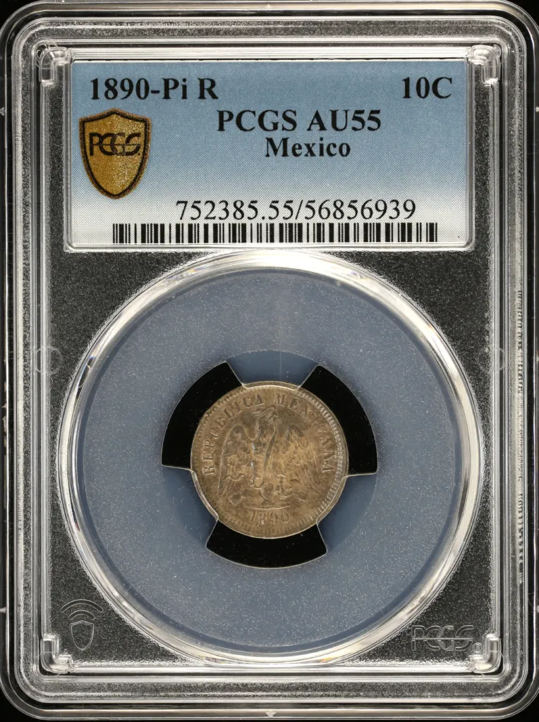 Mexican Coins Republic Silver & Minors Republic Silver & Minors 10 Centavo 1890 Pi R PCGS AU55 0157684 Republic Silver & Minors 10 Centavo 1890 Pi R PCGS AU55 0157684