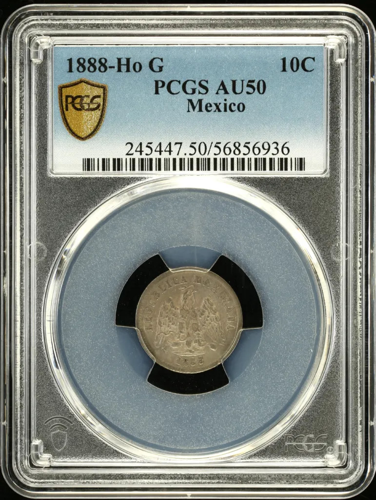 Mexican Coins Republic Silver & Minors Republic Silver & Minors 10 Centavo 1888 Ho G PCGS AU50 0157687 Republic Silver & Minors 10 Centavo 1888 Ho G PCGS AU50 0157687