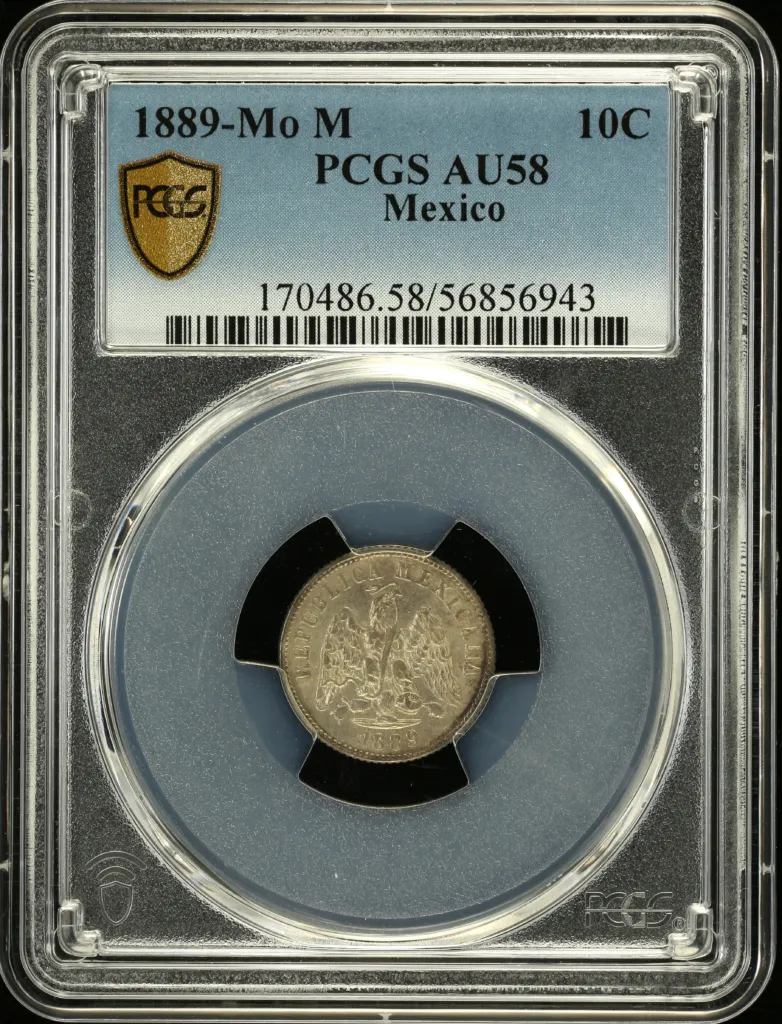 Mexican Coins Republic Silver & Minors Republic Silver & Minors 10 Centavo 1889 Mo M PCGS AU58 0157688 Republic Silver & Minors 10 Centavo 1889 Mo M PCGS AU58 0157688