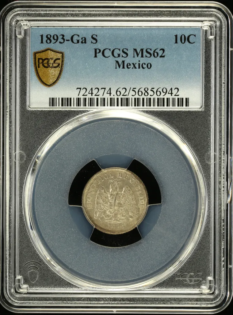 Mexican Coins Republic Silver & Minors Republic Silver & Minors 10 Centavo 1893 Ga S PCGS MS62 0157689 Republic Silver & Minors 10 Centavo 1893 Ga S PCGS MS62 0157689