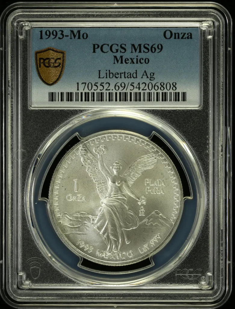 Mexican Coins Modern Silver & Minors Onza Modern Silver & Minors Onza 1993 Mo PCGS MS69 0157694 Modern Silver & Minors Onza 1993 Mo PCGS MS69 0157694