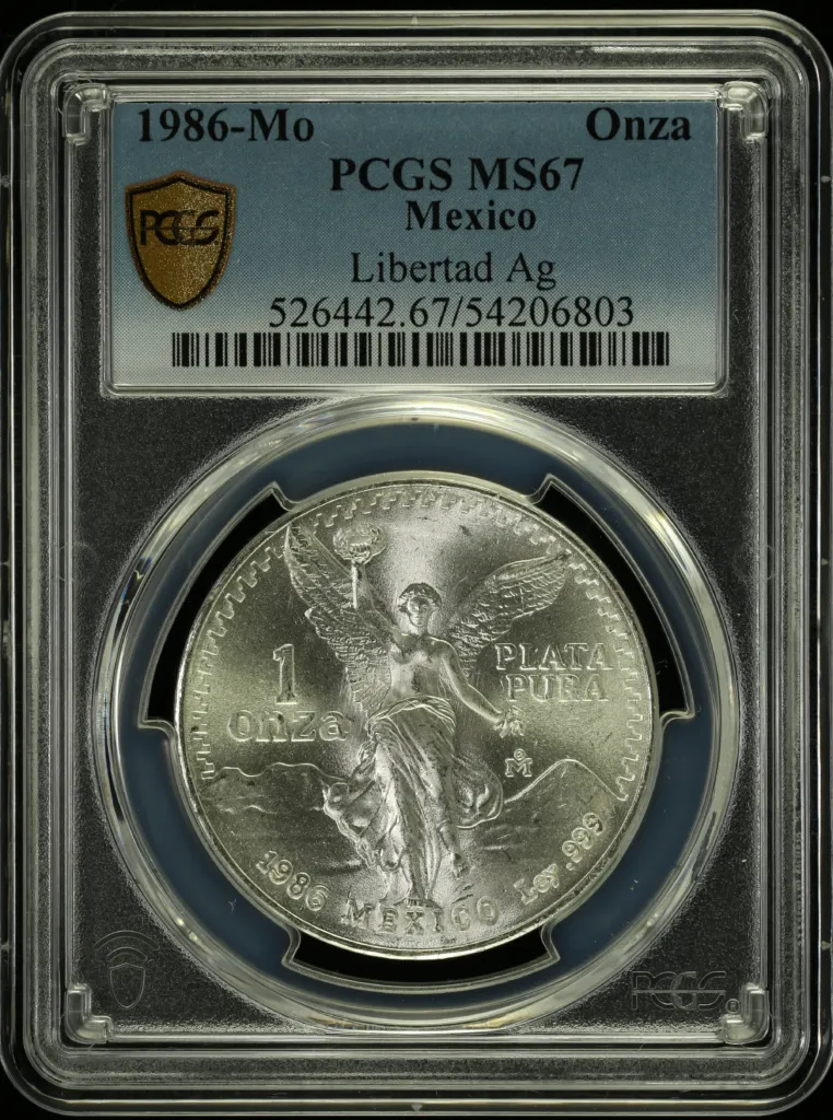 Mexican Coins Modern Silver & Minors Onza Modern Silver & Minors Onza 1986 Mo PCGS MS67 0157703 Modern Silver & Minors Onza 1986 Mo PCGS MS67 0157703