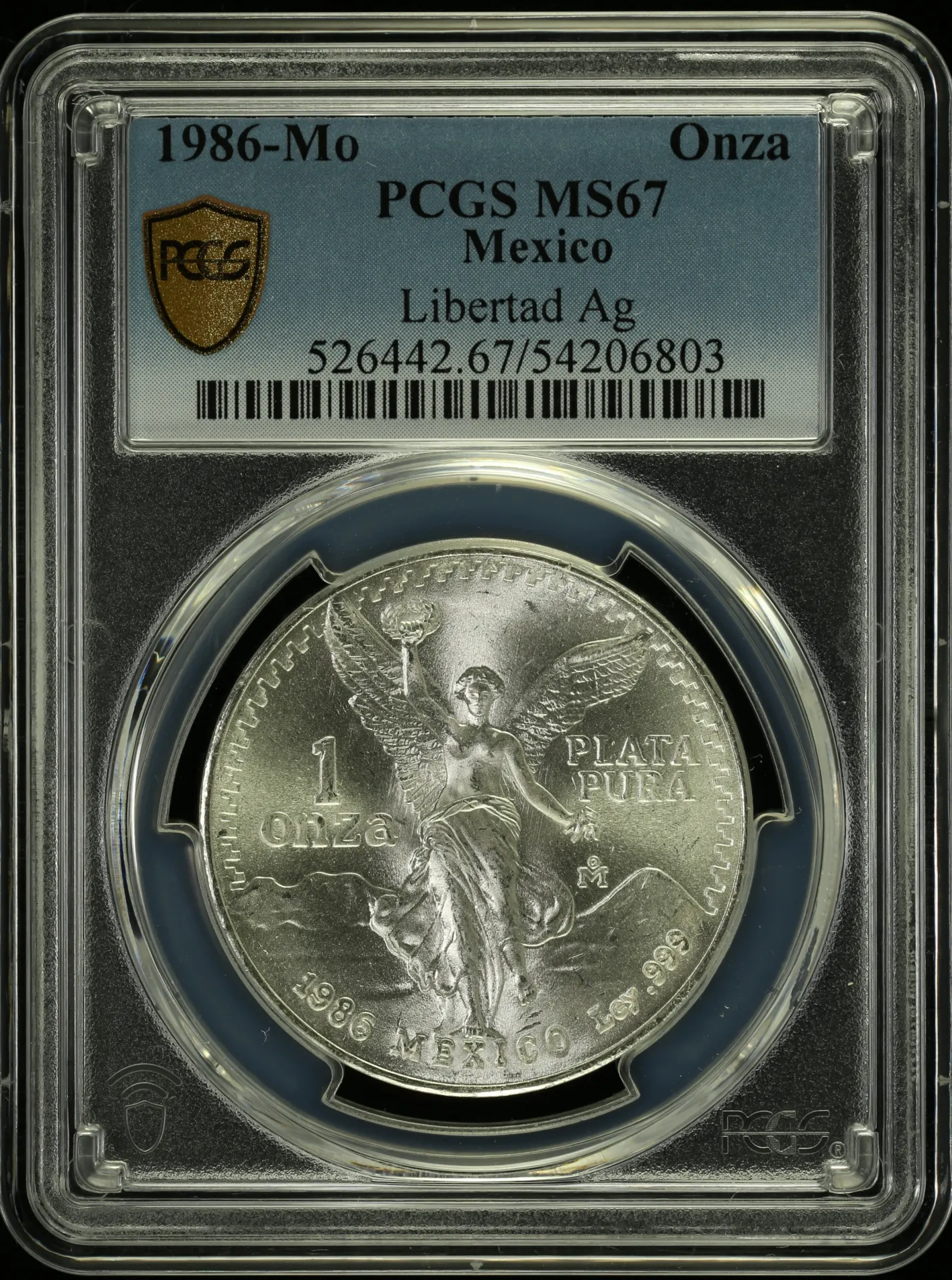 Modern Silver & Minors Onza 1986 Mo PCGS MS67 0157703