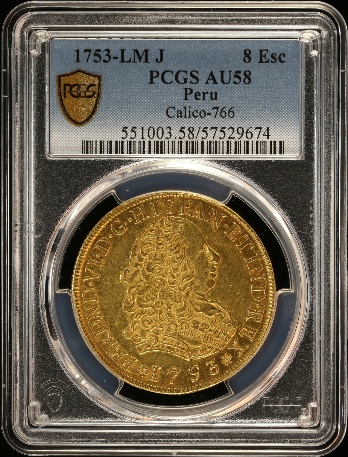 Peru 8 Escudos 1753 LM J Calico-766 PCGS AU58 0157778
