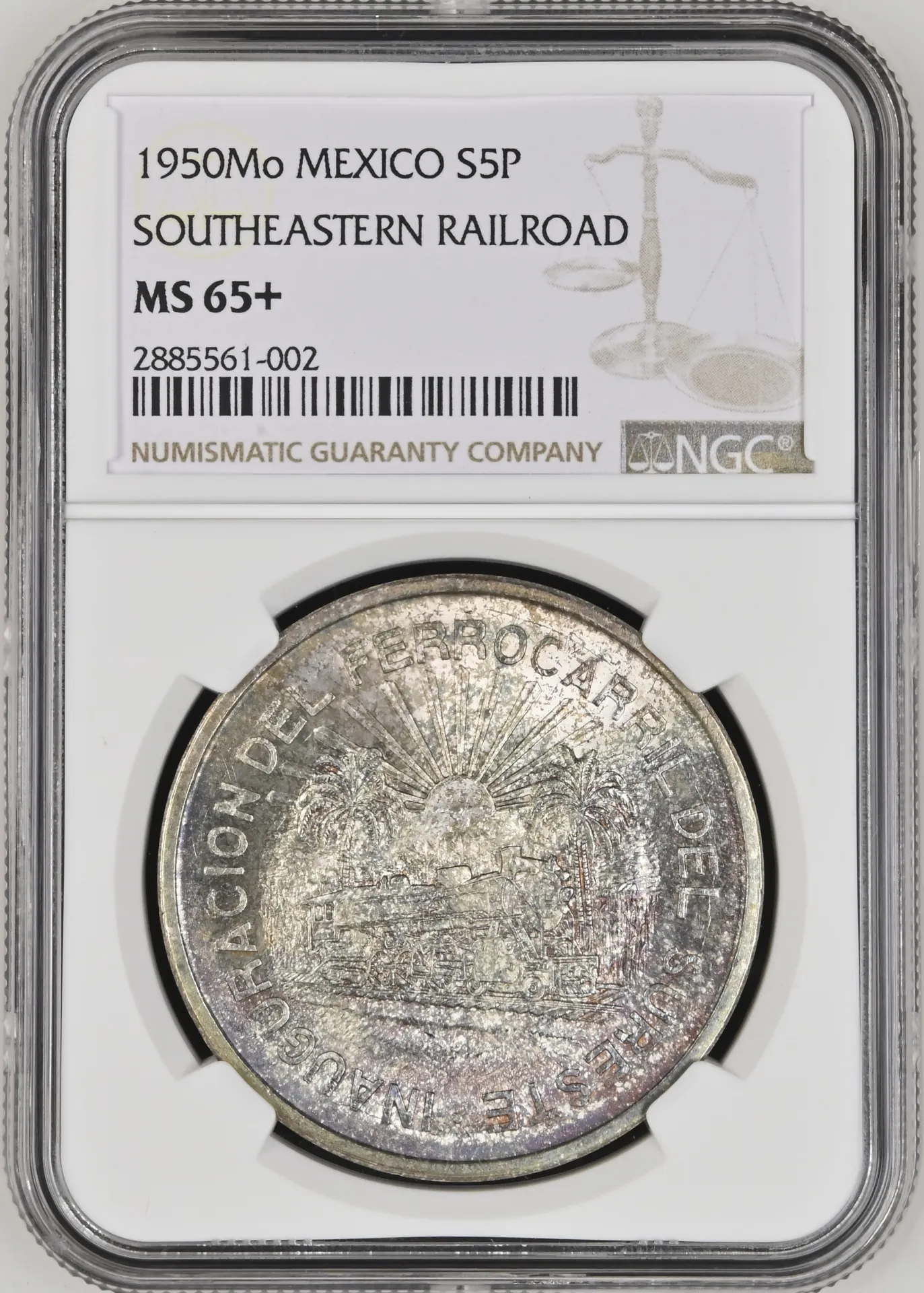 Modern Silver & Minors 5 Peso 1950 Mo NGC MS65+ 0157910