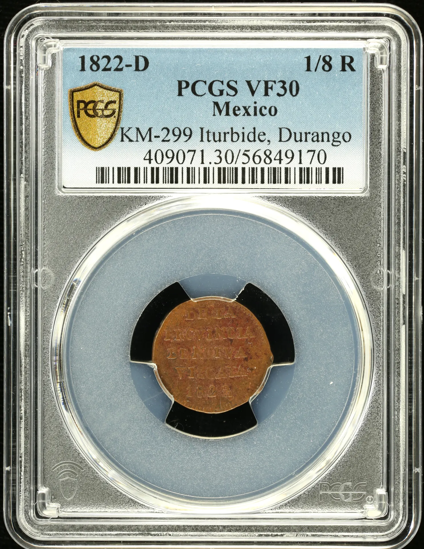 Imperial Era Mexican Coins Imperial Era 1/8 Real 1822 D KM-299 PCGS VF30 0157987 Imperial Era 1/8 Real 1822 D KM-299 PCGS VF30 0157987