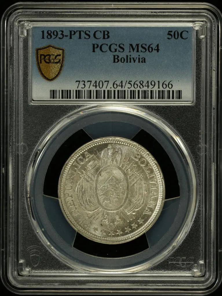 Bolivia 50 Centavo 1893 Pts CB PCGS MS64 0157991