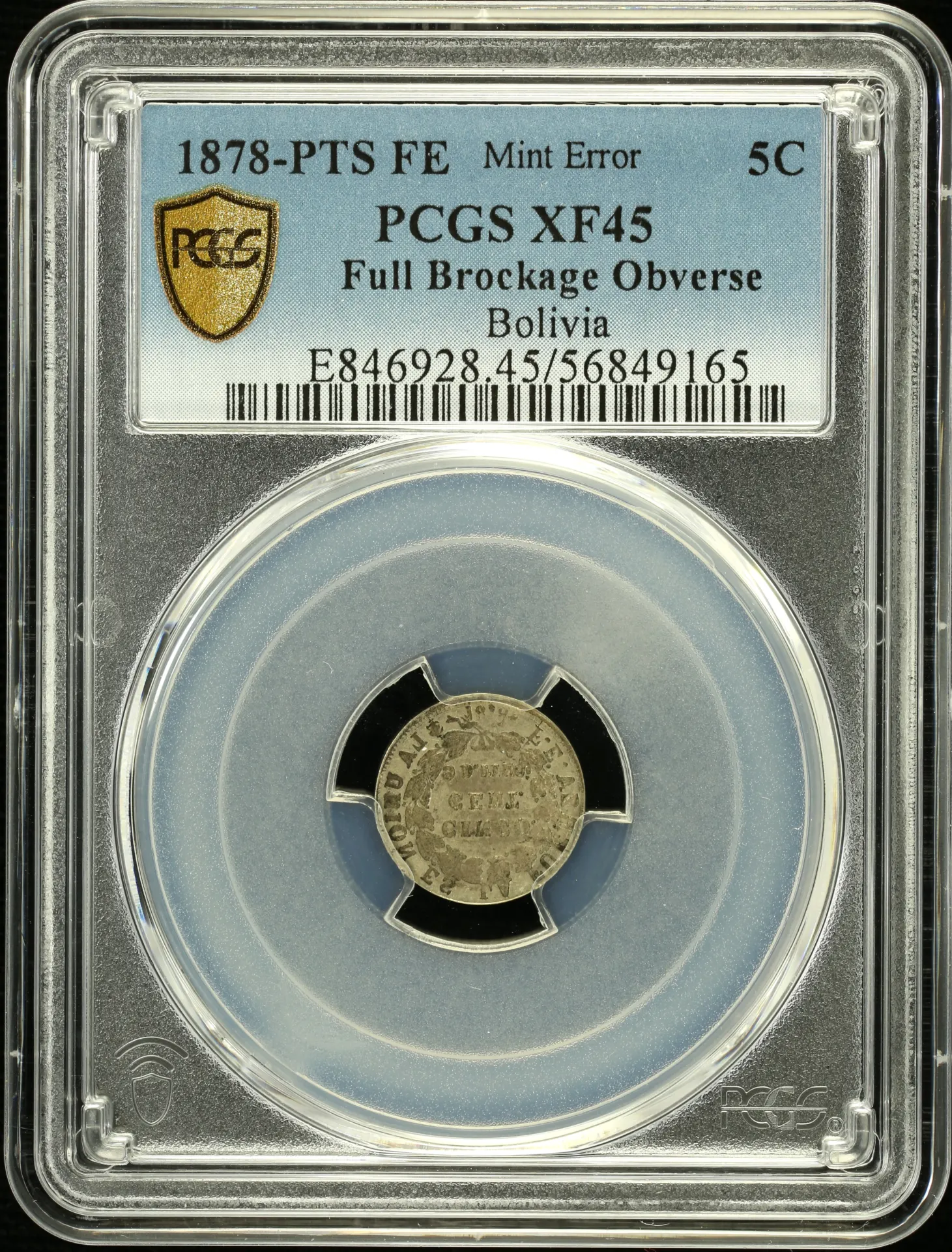 Bolivia Latin American Coins Bolivia 5 Centavo Mint Error 1878 Pts FE PCGS XF45 0157992 Bolivia 5 Centavo Mint Error 1878 Pts FE PCGS XF45 0157992