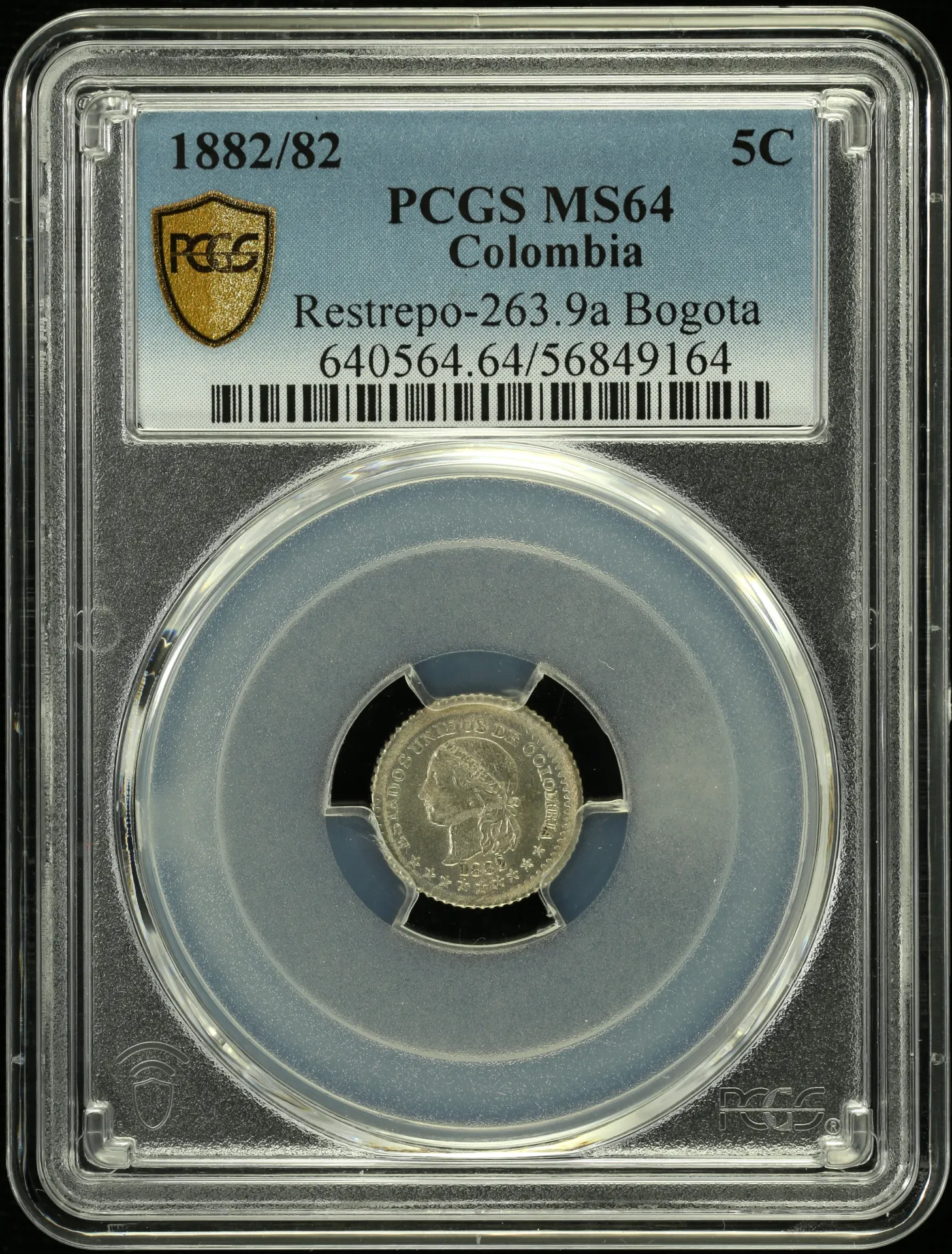 Colombia Latin American Coins Colombia 5 Cent 1882/82 Bogota PCGS MS64 0157996 Colombia 5 Cent 1882/82 Bogota PCGS MS64 0157996