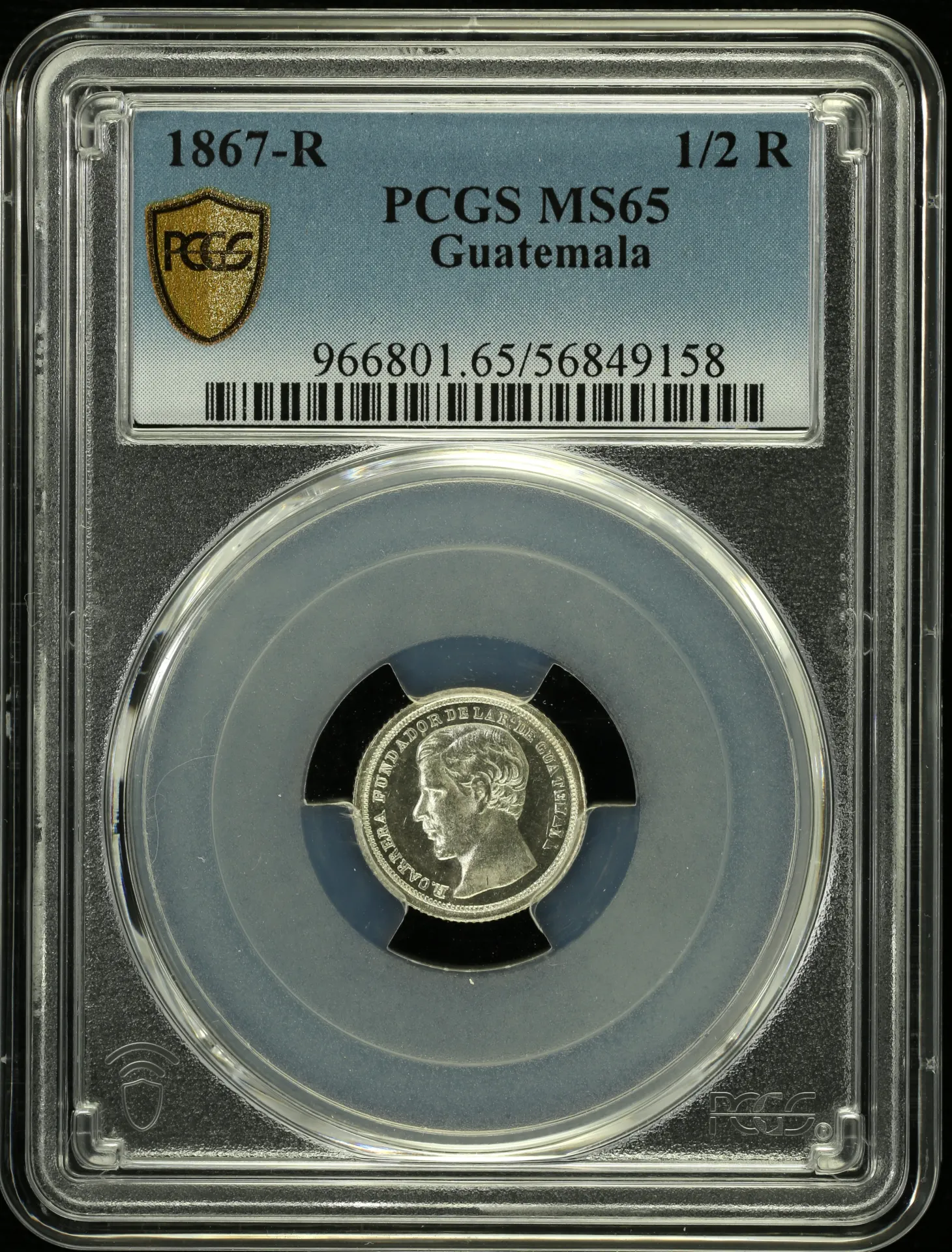 Guatemala Latin American Coins Guatemala 1/2 Real 1867 R PCGS MS65 0158001 Guatemala 1/2 Real 1867 R PCGS MS65 0158001