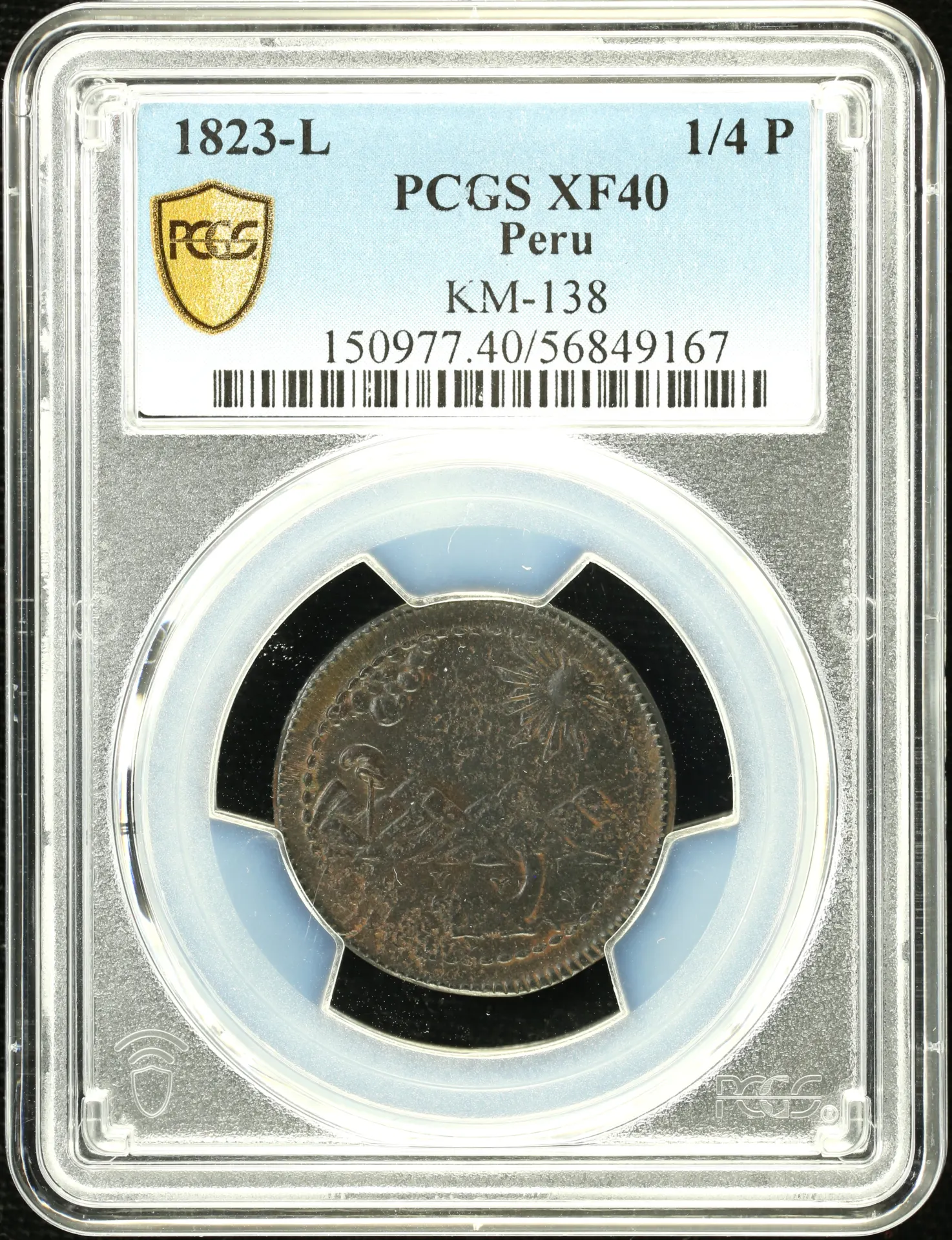 Latin American Coins Peru Peru 1/4 Peso 1823 L KM-138 PCGS XF40 0158004 Peru 1/4 Peso 1823 L KM-138 PCGS XF40 0158004