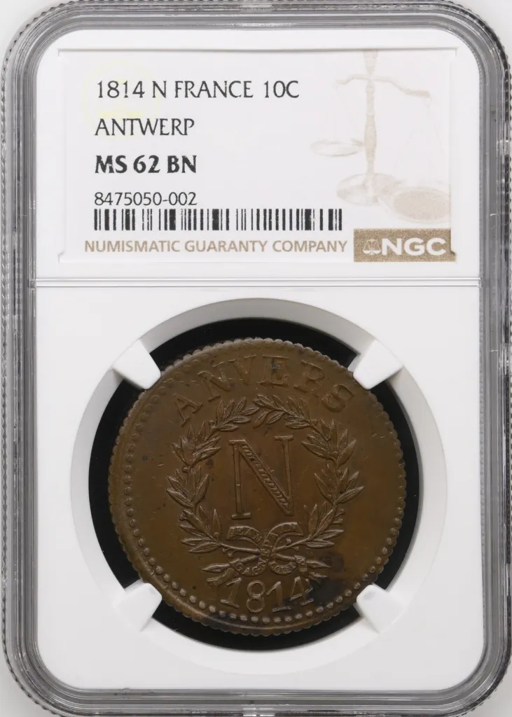 France 10 Cent 1814 N NGC MS62BN 0158007