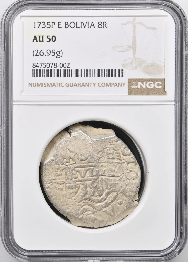 Bolivia 8 Reales 1735 P E NGC AU50 0158012