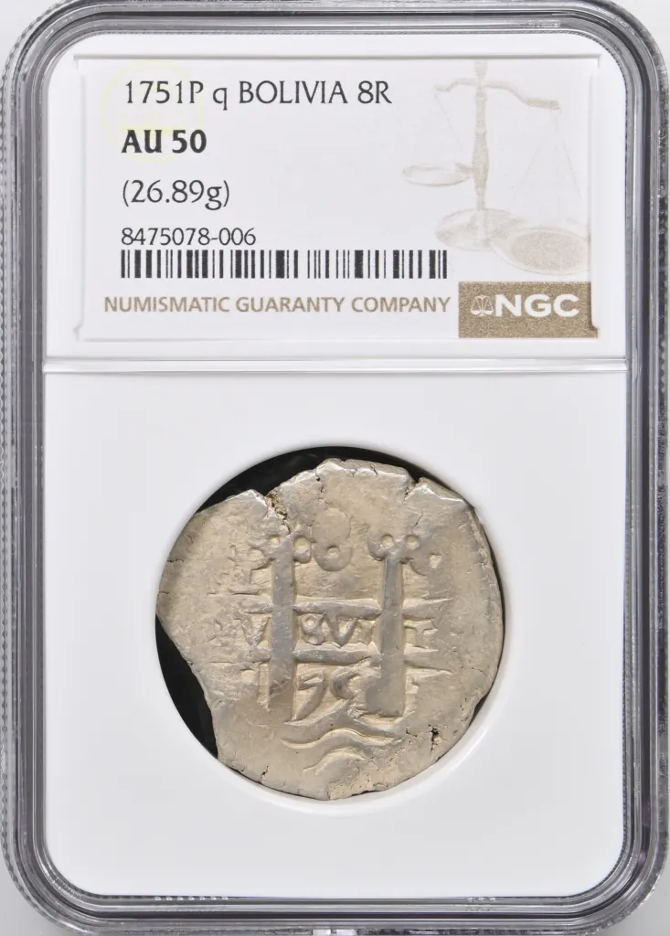 Bolivia 8 Reales 1751 P q NGC AU50 0158013