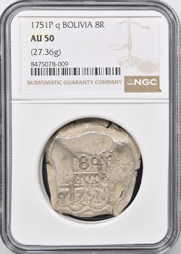 Bolivia 8 Reales 1751 P q NGC AU50 0158014
