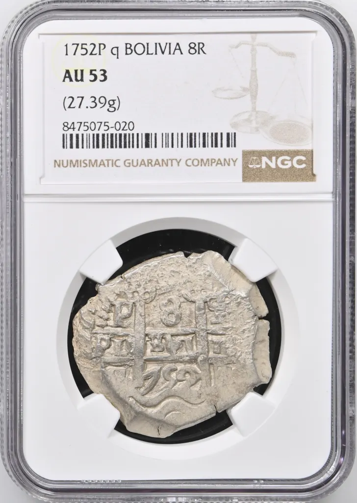 Bolivia 8 Reales 1752 P q NGC AU53 0158017