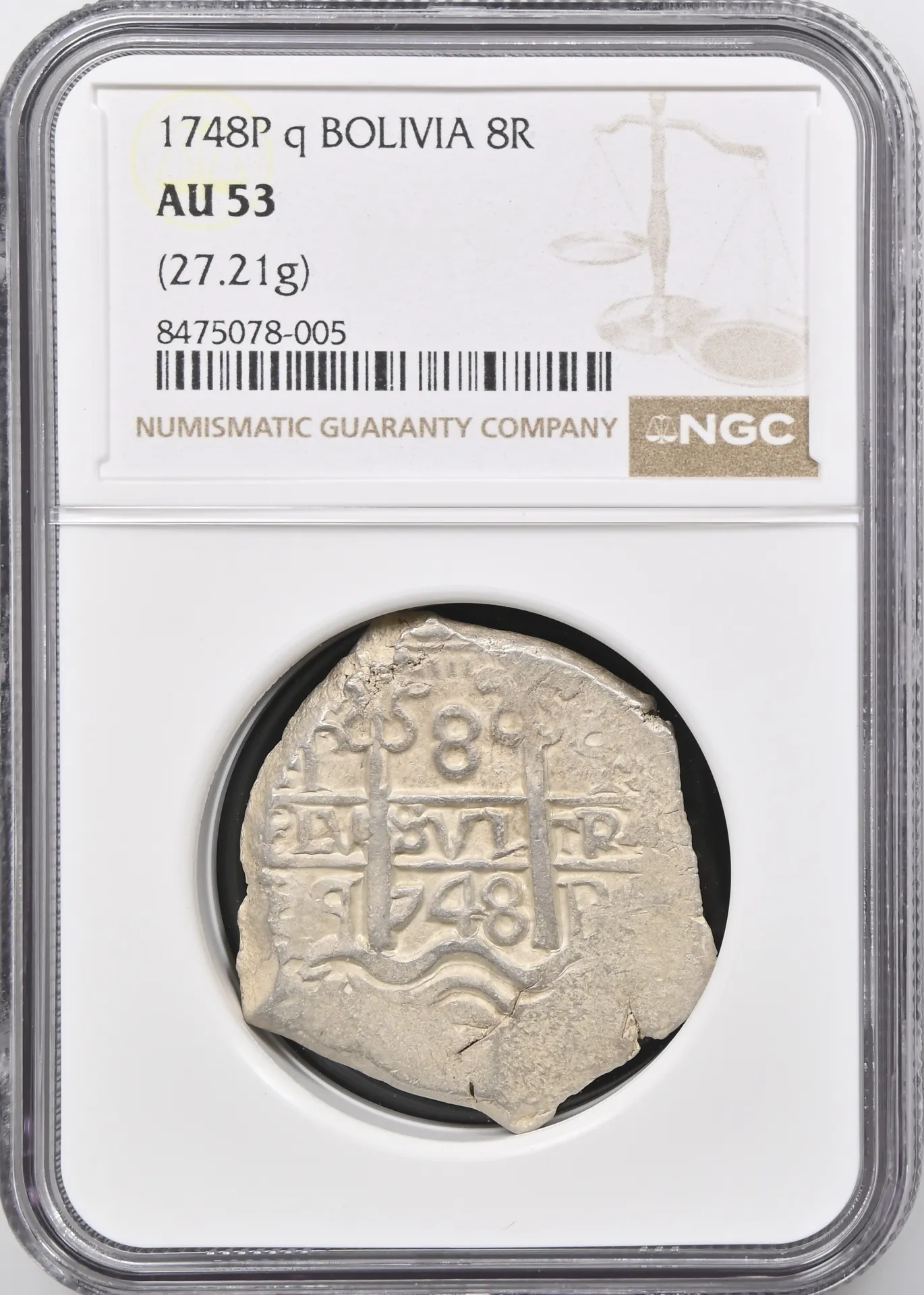 Bolivia Latin American Coins Bolivia 8 Reales 1748 P q NGC AU53 0158020 Bolivia 8 Reales 1748 P q NGC AU53 0158020