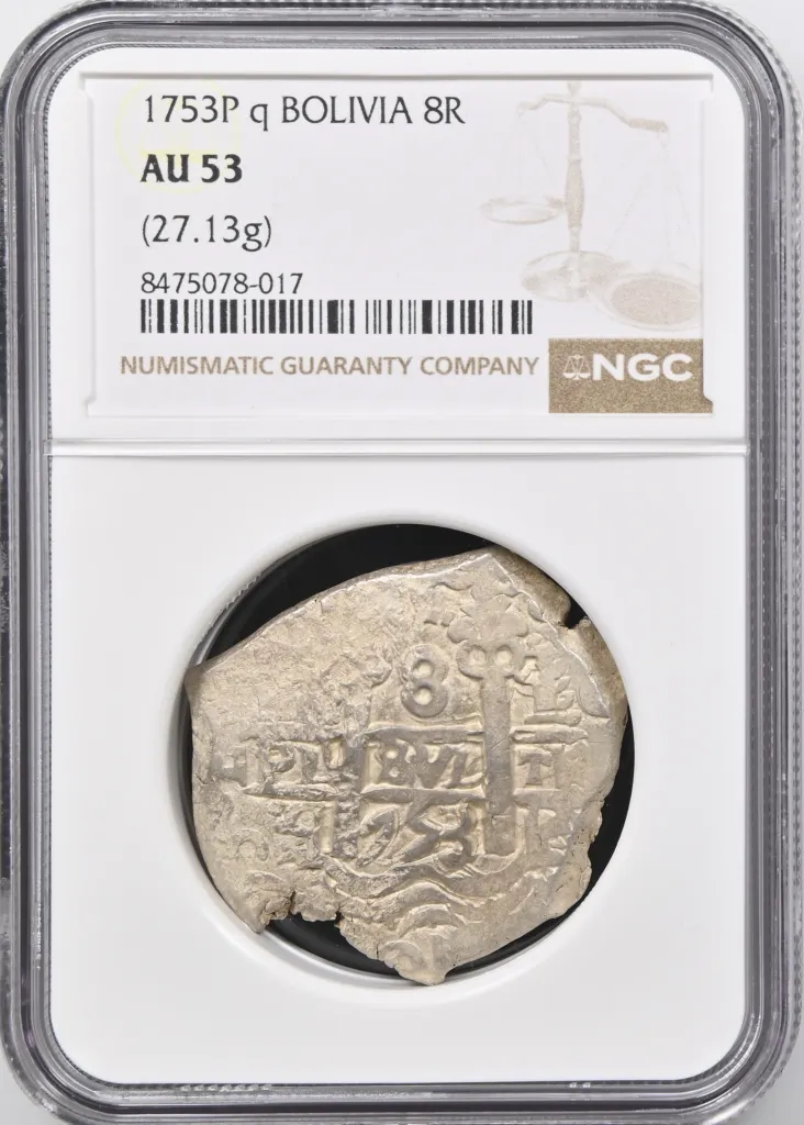 Bolivia 8 Reales 1753 P q NGC AU53 0158021