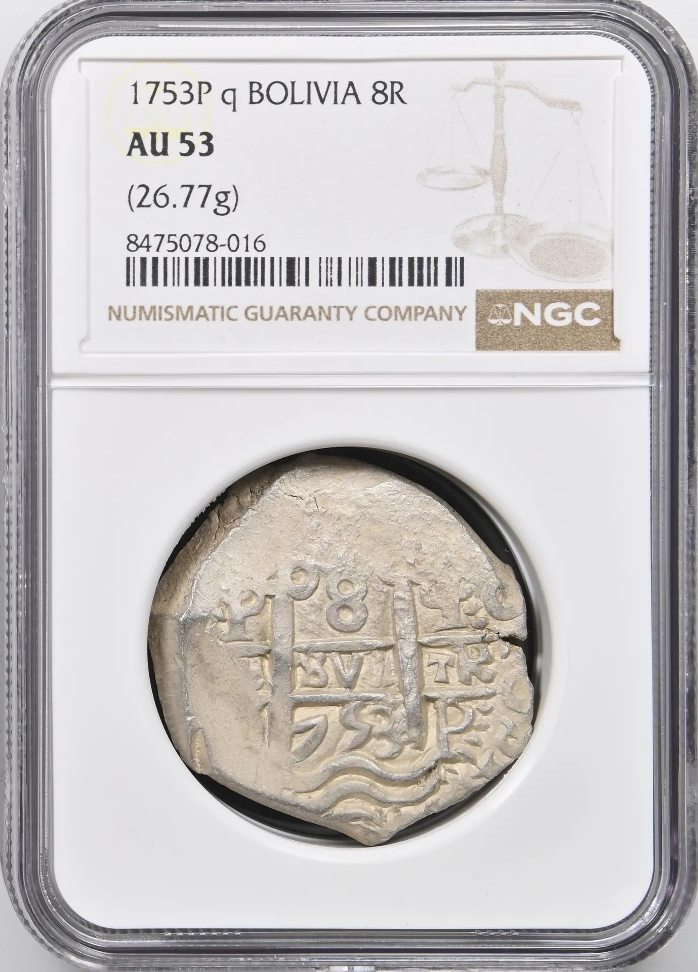 Bolivia Latin American Coins Bolivia 8 Reales 1753 P q NGC AU53 0158022 Bolivia 8 Reales 1753 P q NGC AU53 0158022