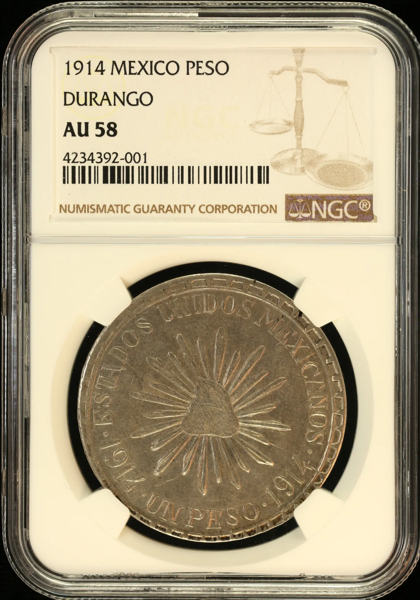 Durango Peso 1914 Durango NGC AU58 0157878