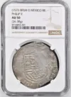 Colonial Silver & Minors 8 Reales (1572-89) M O NGC AU50 0157880