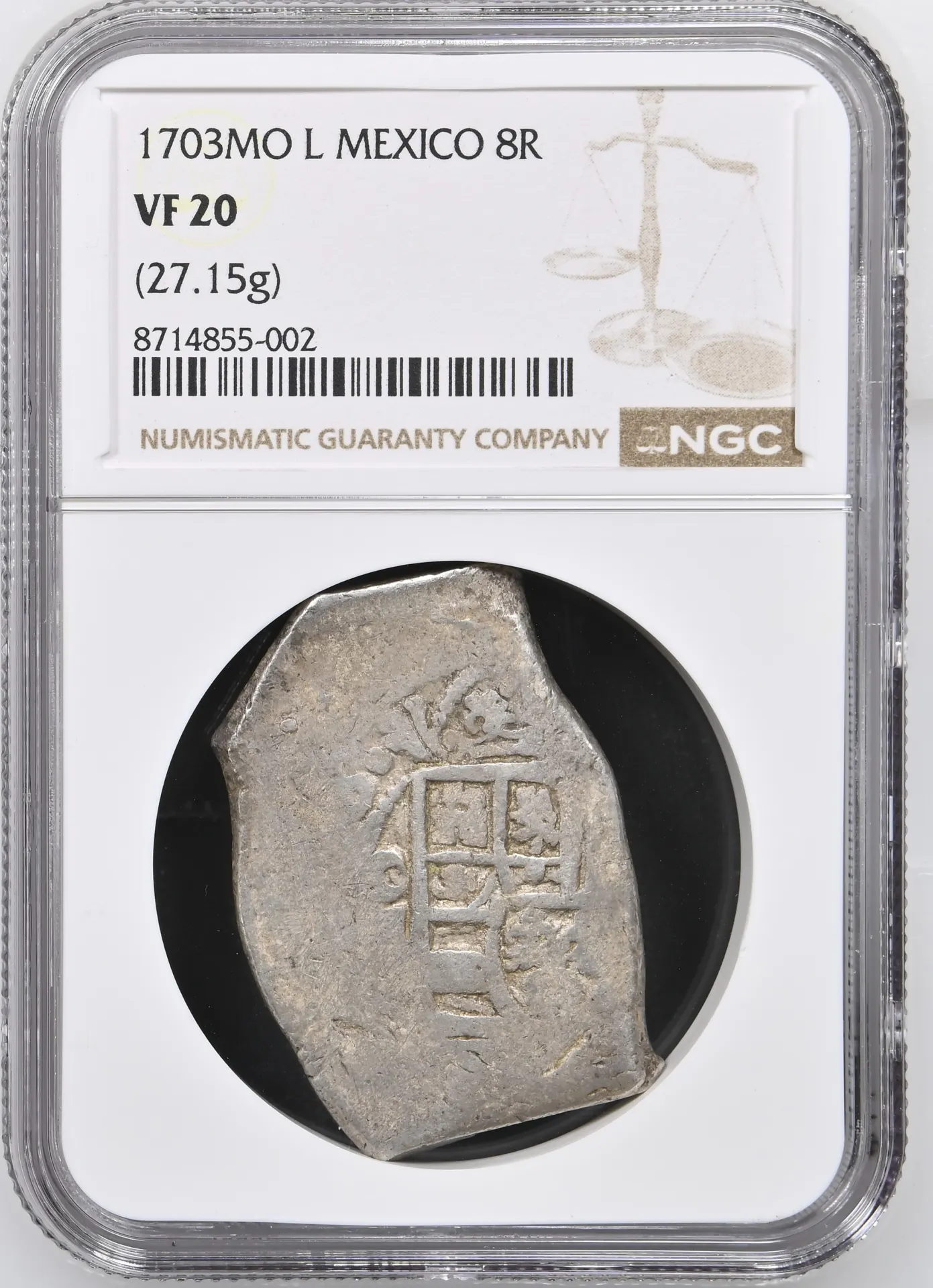 Colonial Silver & Minors 8 Reales 1703 Mo L NGC VF20 0157881