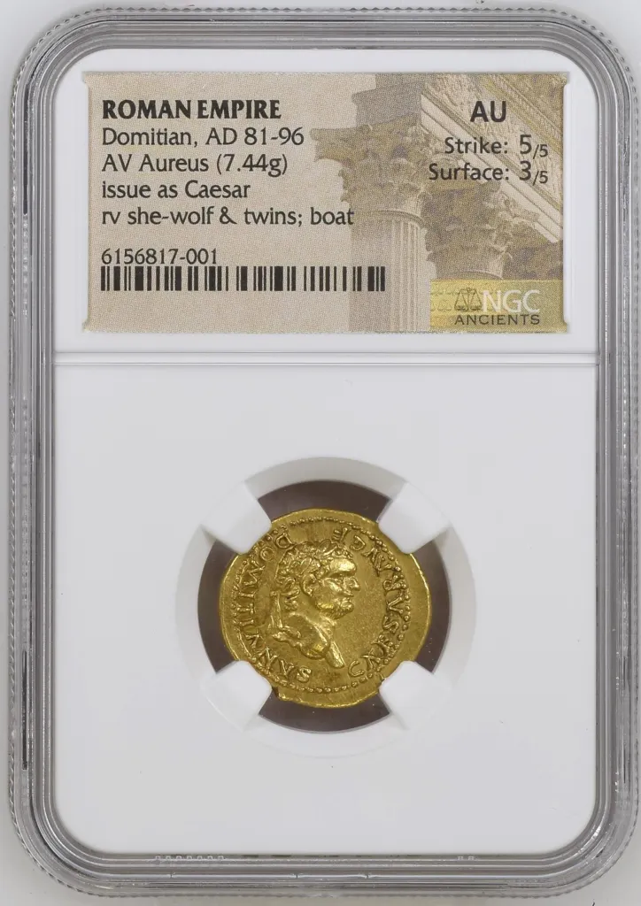 Roman Imperial Domitian 81-96 AD AV Aureus NGC AU 0157882