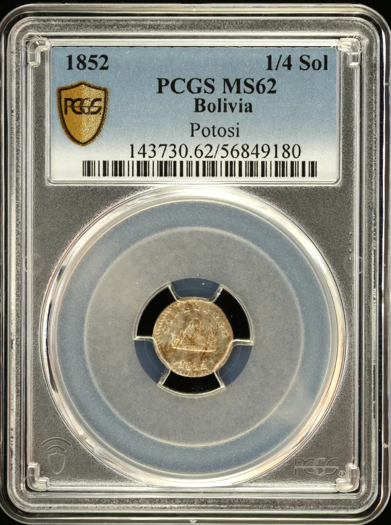 Bolivia 1/4 Sol 1852 Potosi PCGS MS62 0157884