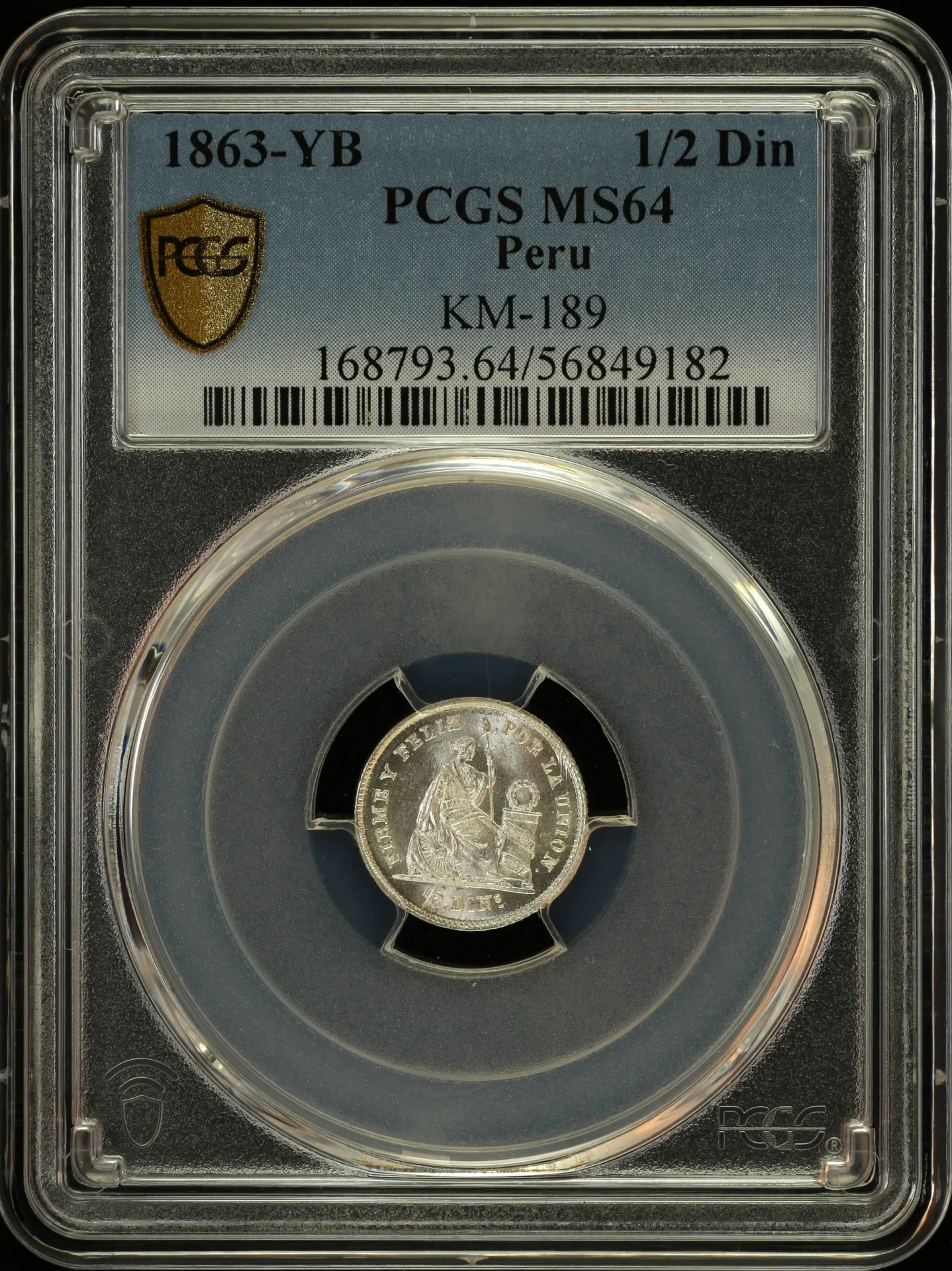 Peru 1/2 Dinero 1863 YB KM-189 PCGS MS64 0157891