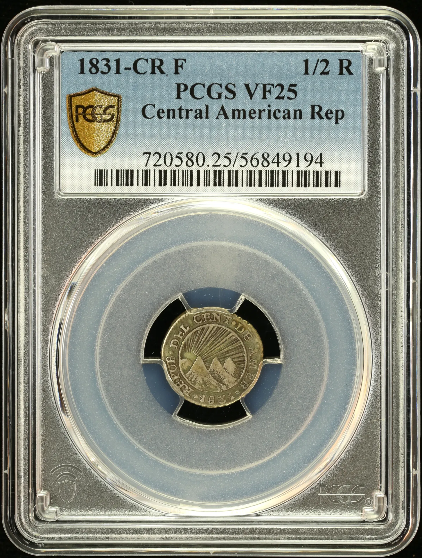 Central American Republic Costa Rica 1/2 Real 1831 CR F PCGS VF25 0157894
