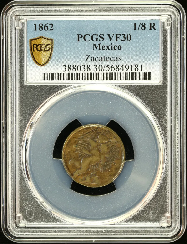 Republic Silver & Minors 1/8 Real 1862 Zacatecas PCGS VF30 0157900
