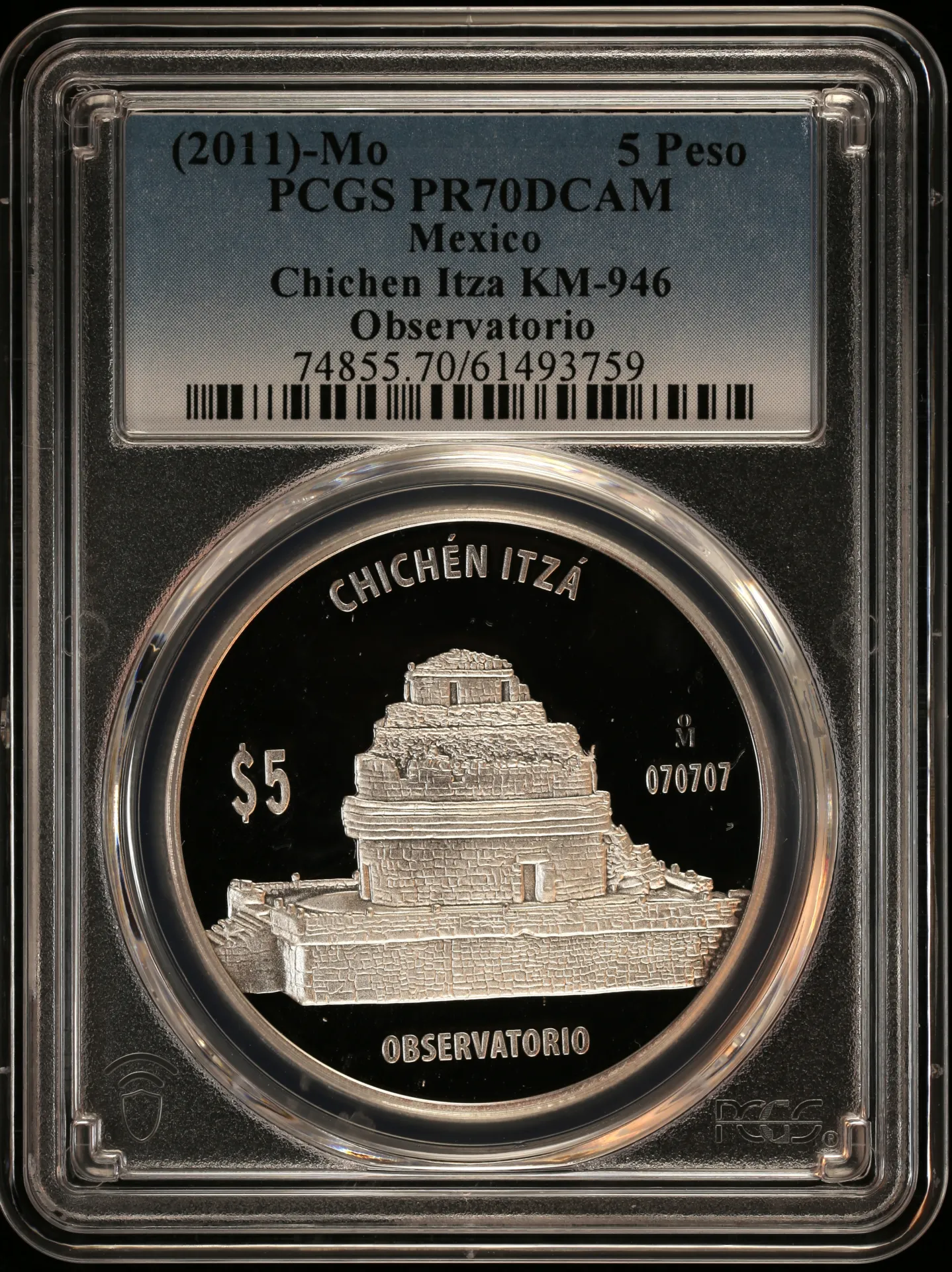 Modern Silver & Minors 5 Peso (2011) Mo KM-946 PCGS PR70DCAM 0156791