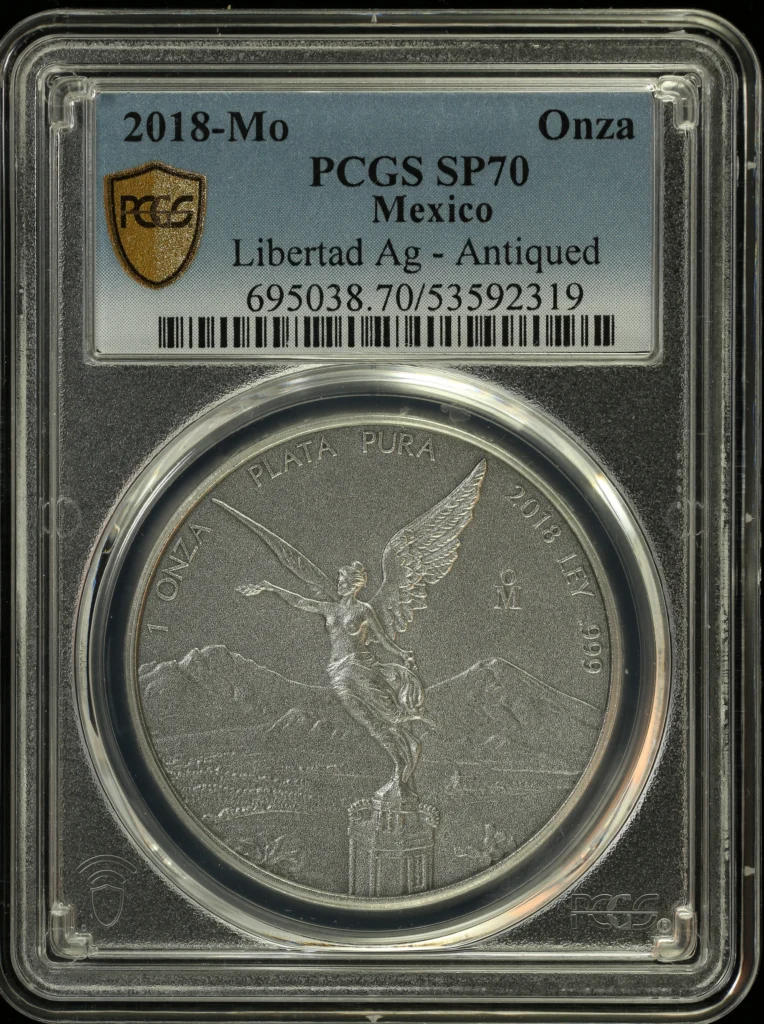 Modern Silver & Minors Antiqued Onza 2018 Mo PCGS SP70 0157865