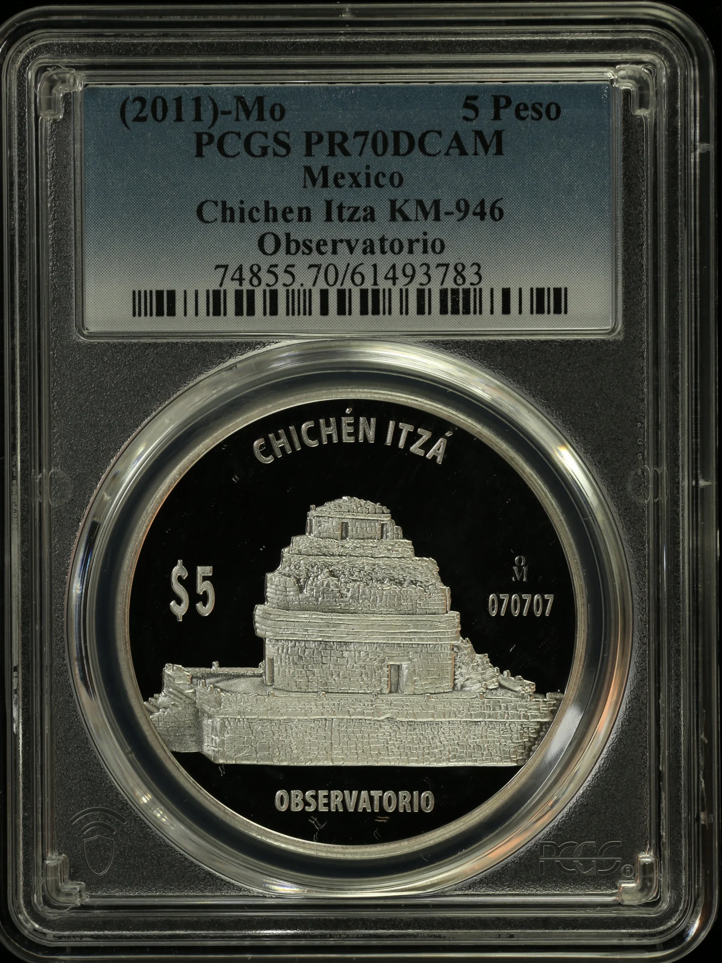 Modern Silver & Minors 5 Peso (2011) Mo KM-946 PCGS PR70DCAM 0156811