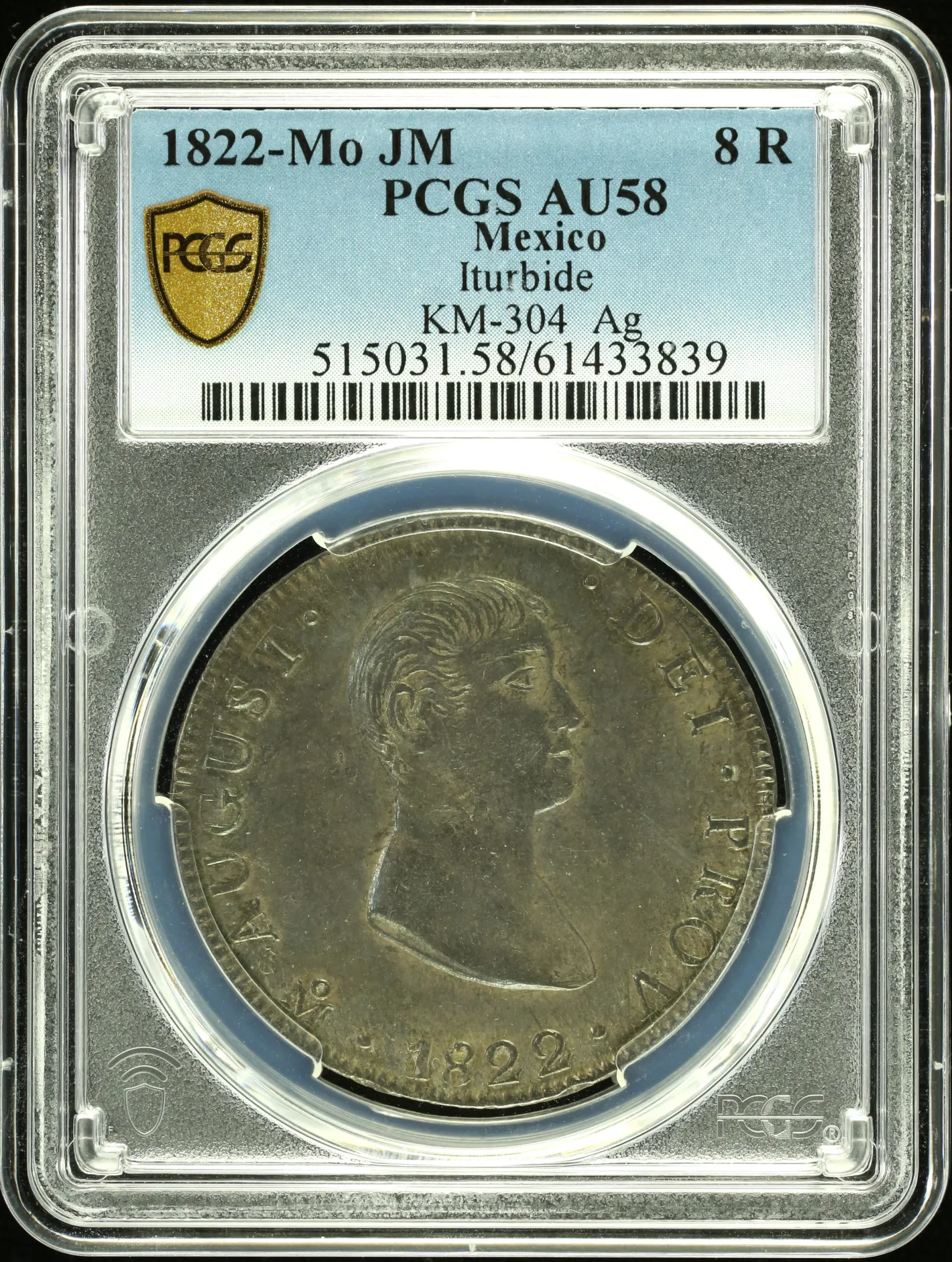 Imperial Era Mexican Coins Imperial Era 8 Reales 1822 Mo JM KM-304 PCGS AU58 0157652 Imperial Era 8 Reales 1822 Mo JM KM-304 PCGS AU58 0157652