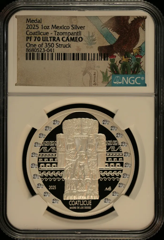 Medals & Tokens Mexican Coins Medals & Tokens Coatlicue-Tzompantli 1oz Silver Medal 2025 NGC PF70 Ultra Cameo 0156843 Medals & Tokens Coatlicue-Tzompantli 1oz Silver Medal 2025 NGC PF70 Ultra Cameo 0156843
