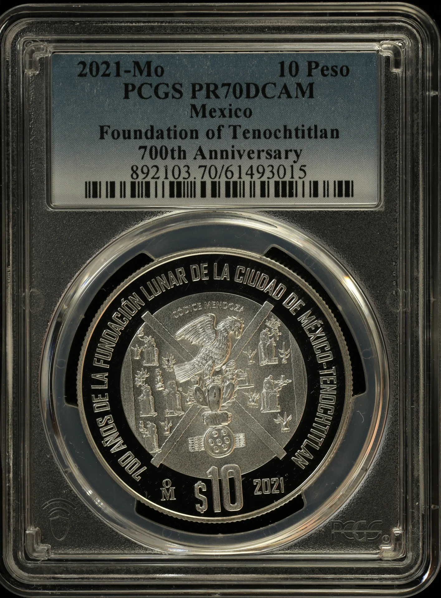 10 Peso Mexican Coins Modern Silver & Minors Modern Silver & Minors 10 Peso 2021 Mo PCGS PR70DCAM 0156689 Modern Silver & Minors 10 Peso 2021 Mo PCGS PR70DCAM 0156689