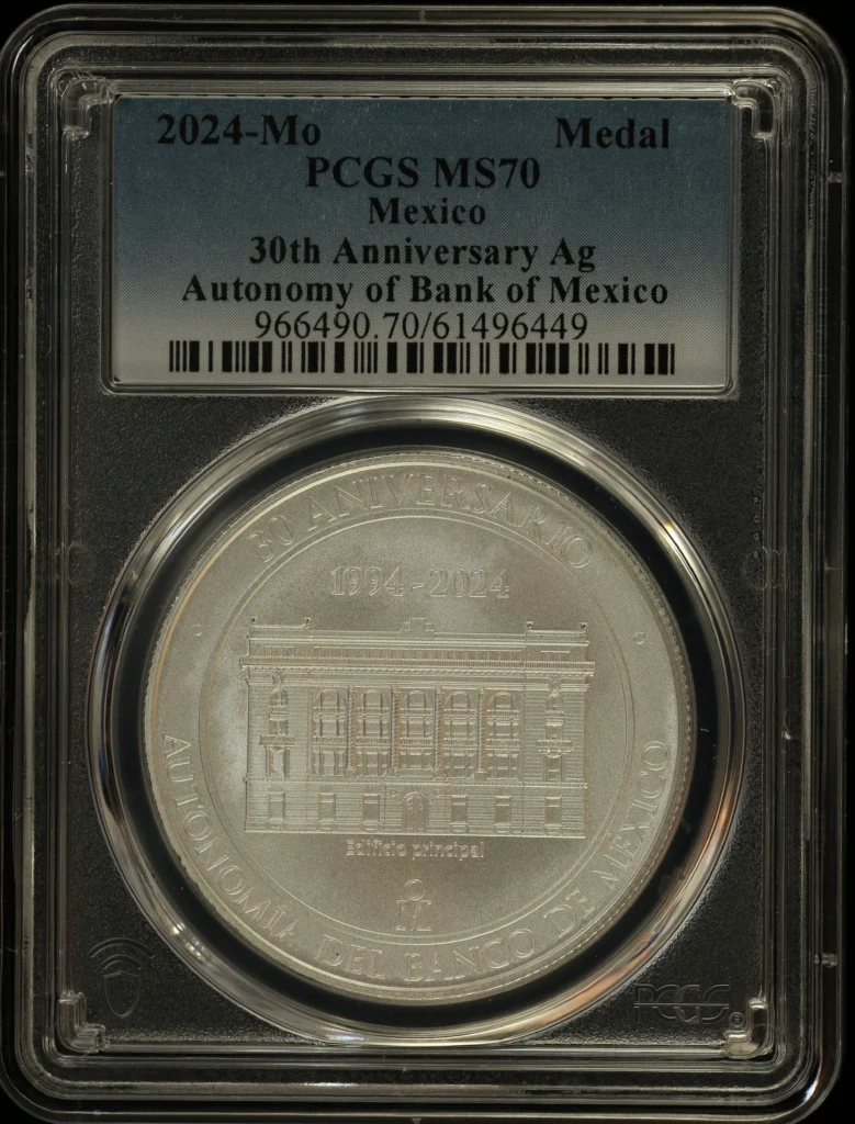 Medals & Tokens 30th Anniversary of the Autonomy of Banco de Mexico Silver Medal 2024 Mo PCGS MS70 0157571