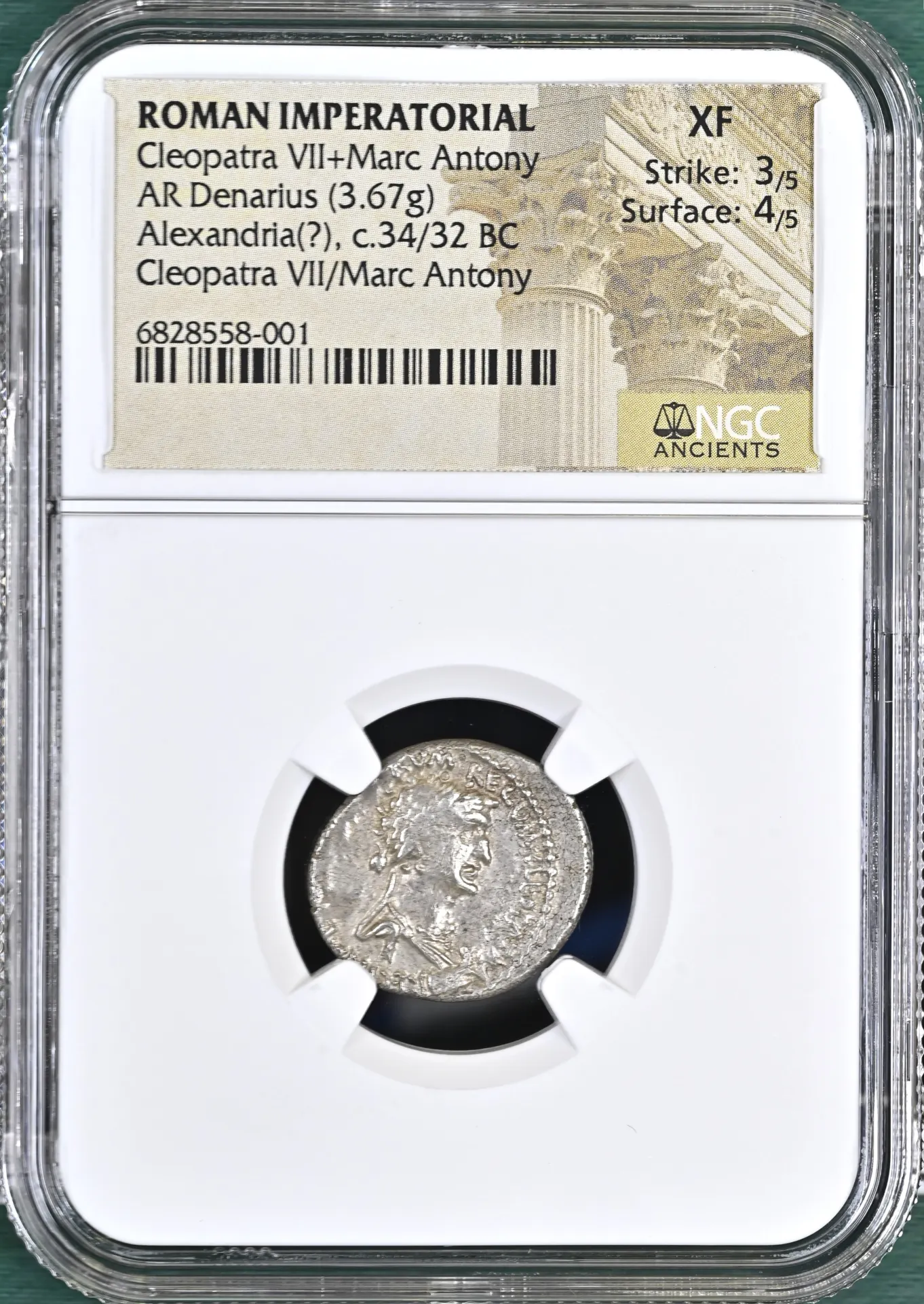 Ancient Coins Roman Imperatorial Roman Imperatorial Cleopatra VII+Marc Antony AR Denarius NGC XF 0158029 Roman Imperatorial Cleopatra VII+Marc Antony AR Denarius NGC XF 0158029