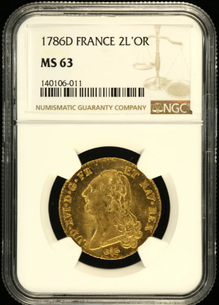 France 2 Louis d or 1786 D NGC MS63 0158033