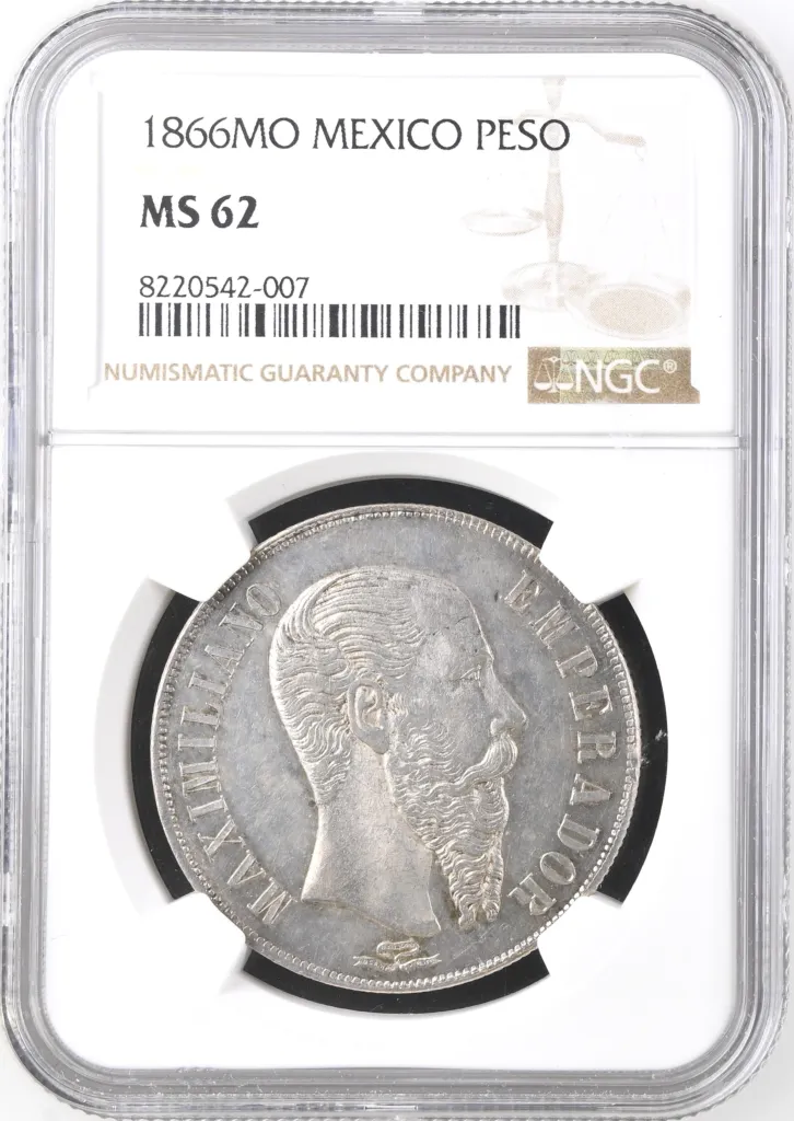 Imperial Era Peso 1866 Mo NGC MS62 0158036