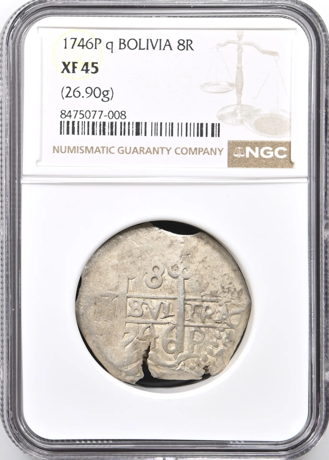 Bolivia 8 Reales 1746 P q PCGS XF45 0158325