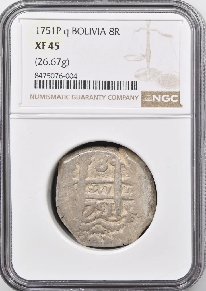 Bolivia 8 Reales 1751 P q PCGS XF45 0158327