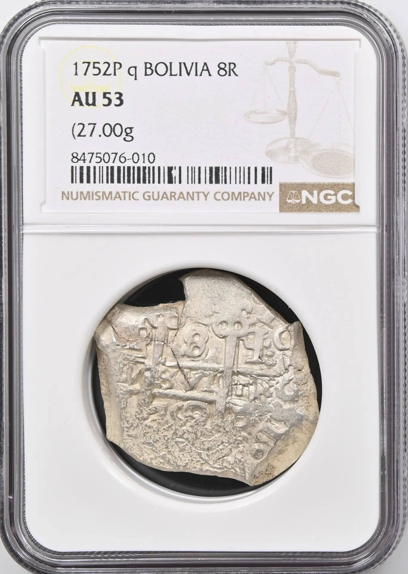 Bolivia 8 Reales 1752 P q PCGS AU53 0158332