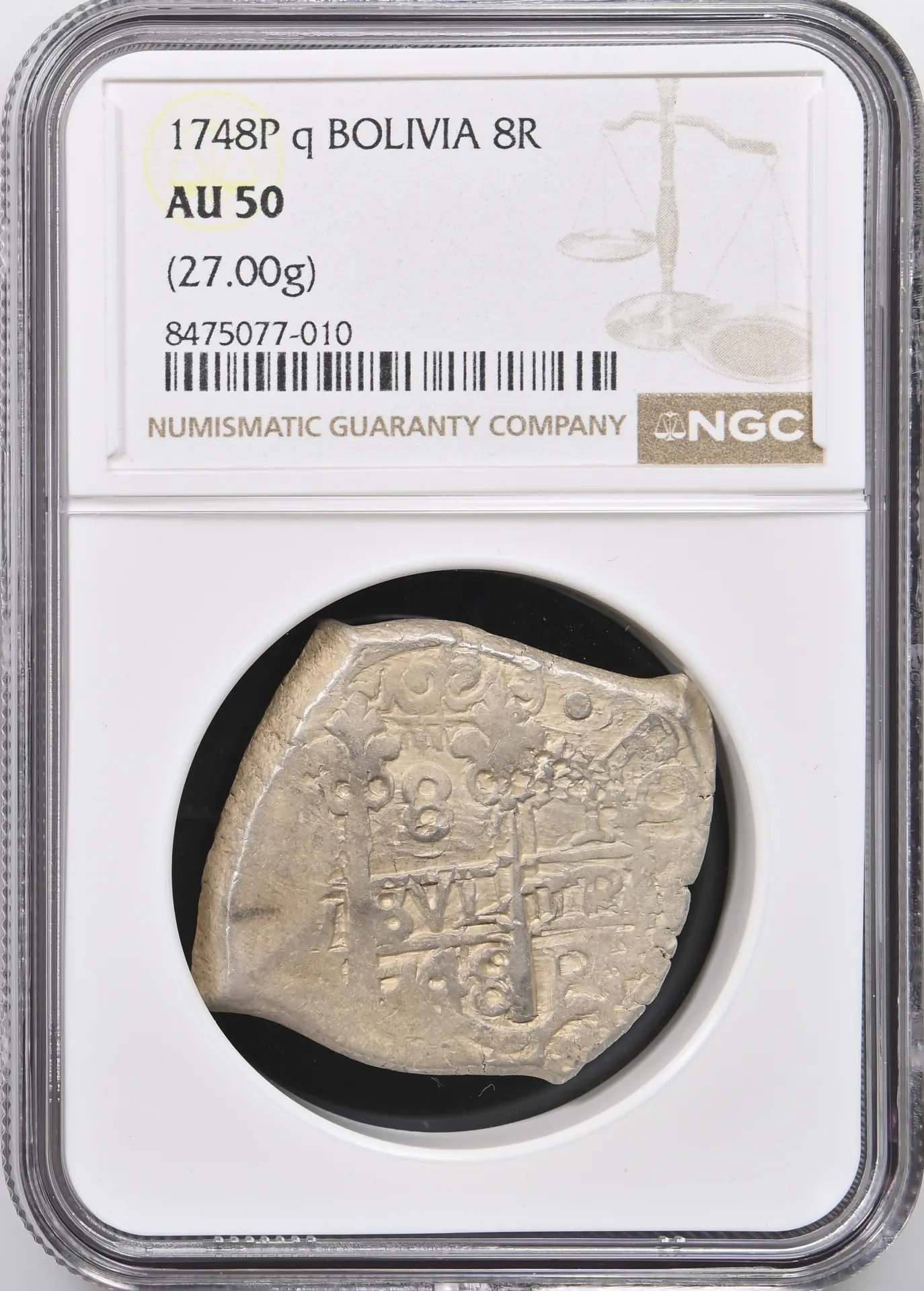 Bolivia Latin American Coins Bolivia 8 Reales 1748 P q PCGS AU50 0158335 Bolivia 8 Reales 1748 P q PCGS AU50 0158335Bolivia 8 Reales 1748 P q PCGS AU50 0158335