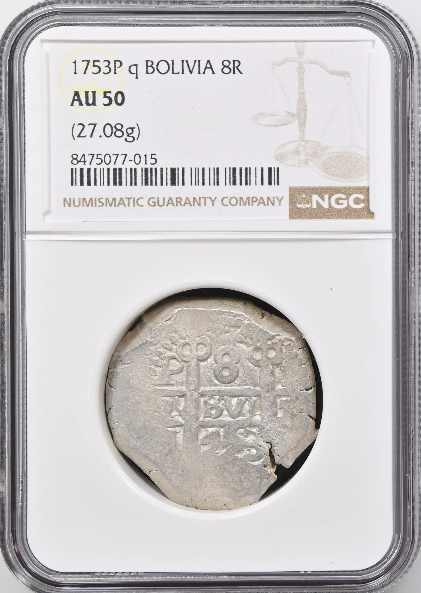Bolivia Latin American Coins Bolivia 8 Reales 1753 P q PCGS AU50 0158336 Bolivia 8 Reales 1753 P q PCGS AU50 0158336Bolivia 8 Reales 1753 P q PCGS AU50 0158336