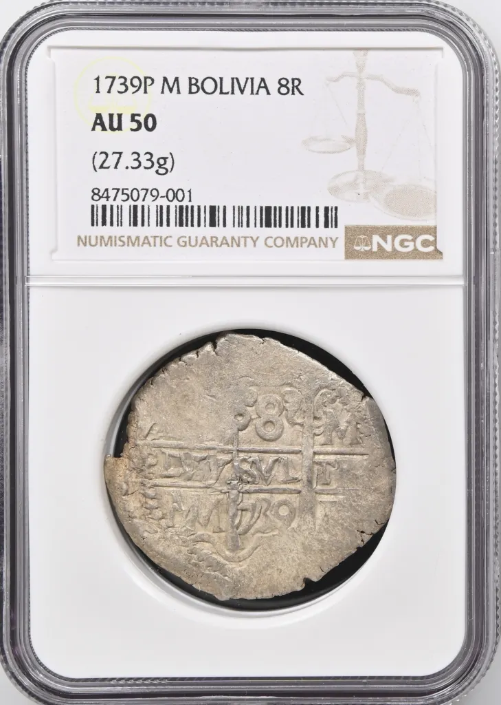 Bolivia 8 Reales 1739 P M PCGS AU50 0158337